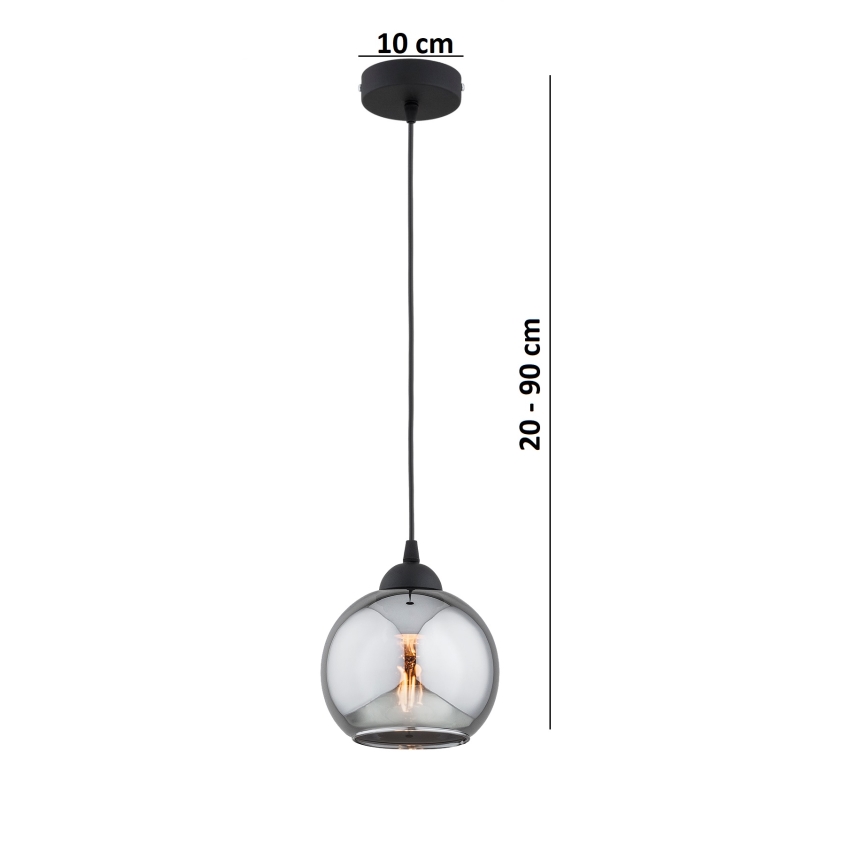 Brilagi - Lámpara colgante con cable DIOR 1xE27/60W/230V negro/gris ahumado
