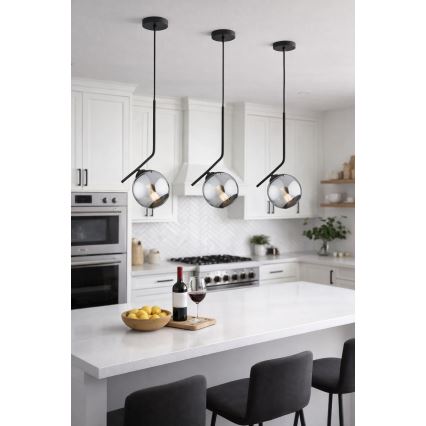 Brilagi - Lámpara colgante con cable DIOR 1xE27/60W/230V negro/gris ahumado