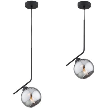 Brilagi - Lámpara colgante con cable DIOR 1xE27/60W/230V negro/gris ahumado