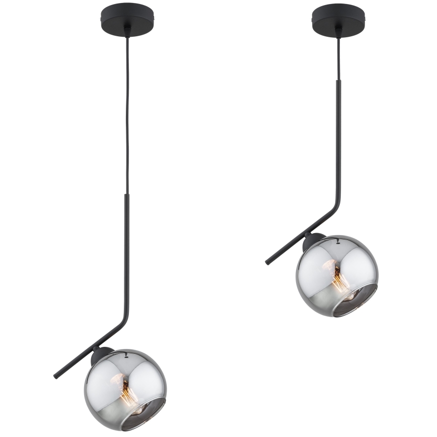Brilagi - Lámpara colgante con cable DIOR 1xE27/60W/230V negro/gris ahumado