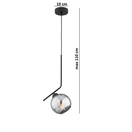 Brilagi - Lámpara colgante con cable DIOR 1xE27/60W/230V negro/gris ahumado