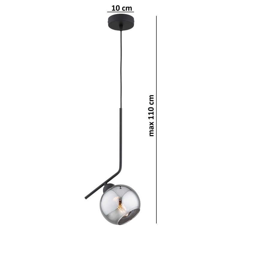 Brilagi - Lámpara colgante con cable DIOR 1xE27/60W/230V negro/gris ahumado