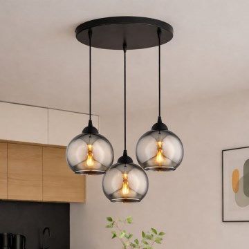 Brilagi - Lámpara colgante con cable DIOR 3xE27/60W/230V negro/gris ahumado