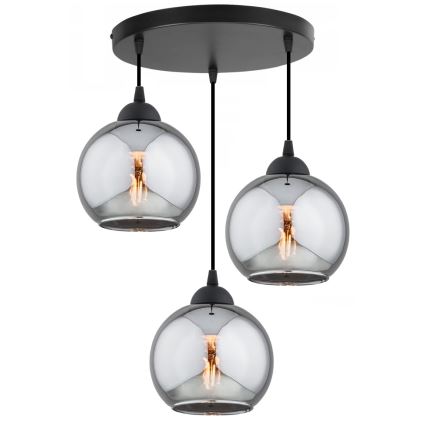 Brilagi - Lámpara colgante con cable DIOR 3xE27/60W/230V negro/gris ahumado
