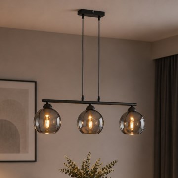 Brilagi - Lámpara colgante con cable DIOR 3xE27/60W/230V negro/gris ahumado