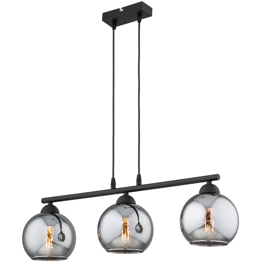 Brilagi - Lámpara colgante con cable DIOR 3xE27/60W/230V negro/gris ahumado