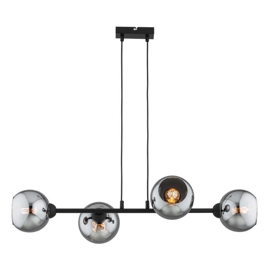 Brilagi - Lámpara colgante con cable DIOR 4xE27/60W/230V negro/gris ahumado