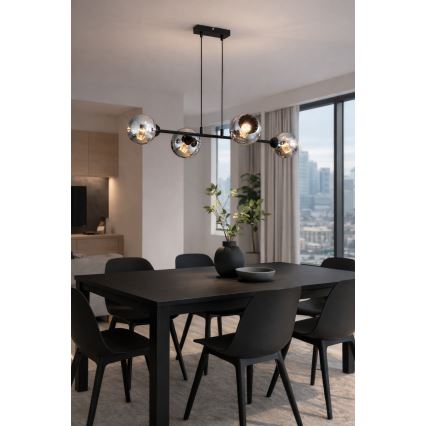 Brilagi - Lámpara colgante con cable DIOR 4xE27/60W/230V negro/gris ahumado