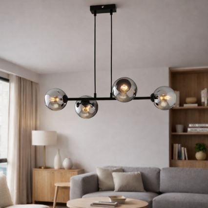Brilagi - Lámpara colgante con cable DIOR 4xE27/60W/230V negro/gris ahumado