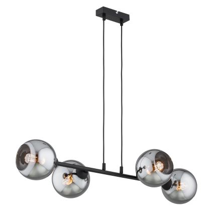 Brilagi - Lámpara colgante con cable DIOR 4xE27/60W/230V negro/gris ahumado