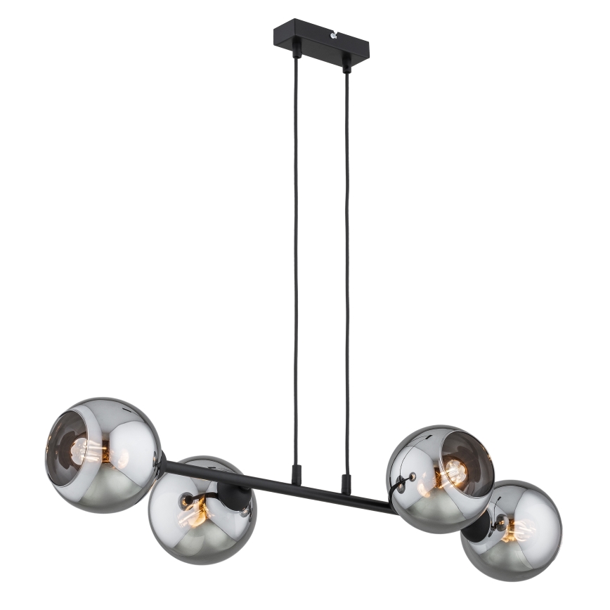 Brilagi - Lámpara colgante con cable DIOR 4xE27/60W/230V negro/gris ahumado