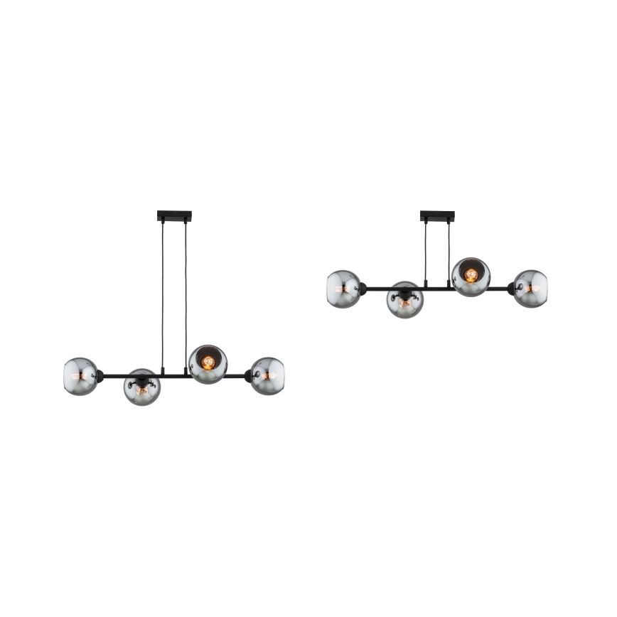 Brilagi - Lámpara colgante con cable DIOR 4xE27/60W/230V negro/gris ahumado