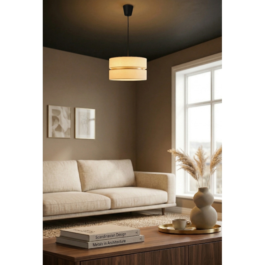 Brilagi - Lámpara colgante con cable DUO-DUO 1xE27/60W/230V Ø 40 cm crema/dorado