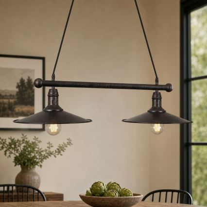 BRILAGI - Lámpara colgante con cable FORGE 2xE27/60W/230V marrón