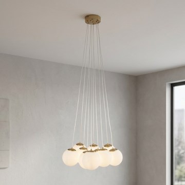 Brilagi - Lámpara colgante con cable GLOBE 10xE14/15W/230V blanca