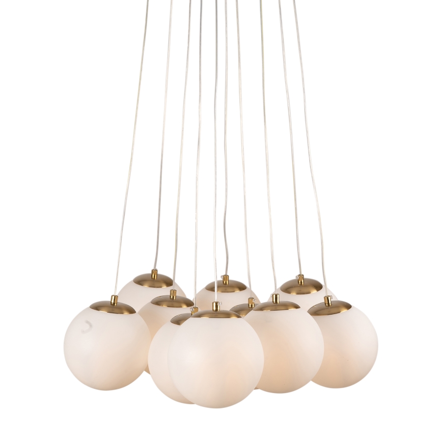 Brilagi - Lámpara colgante con cable GLOBE 10xE14/15W/230V blanca