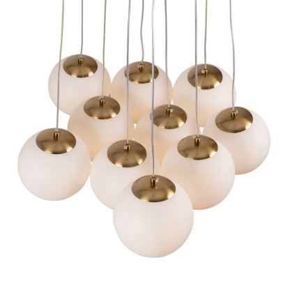 Brilagi - Lámpara colgante con cable GLOBE 10xE14/15W/230V blanca