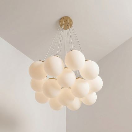 Brilagi - Lámpara colgante con cable GLOBE 15xE14/15W/230V blanca