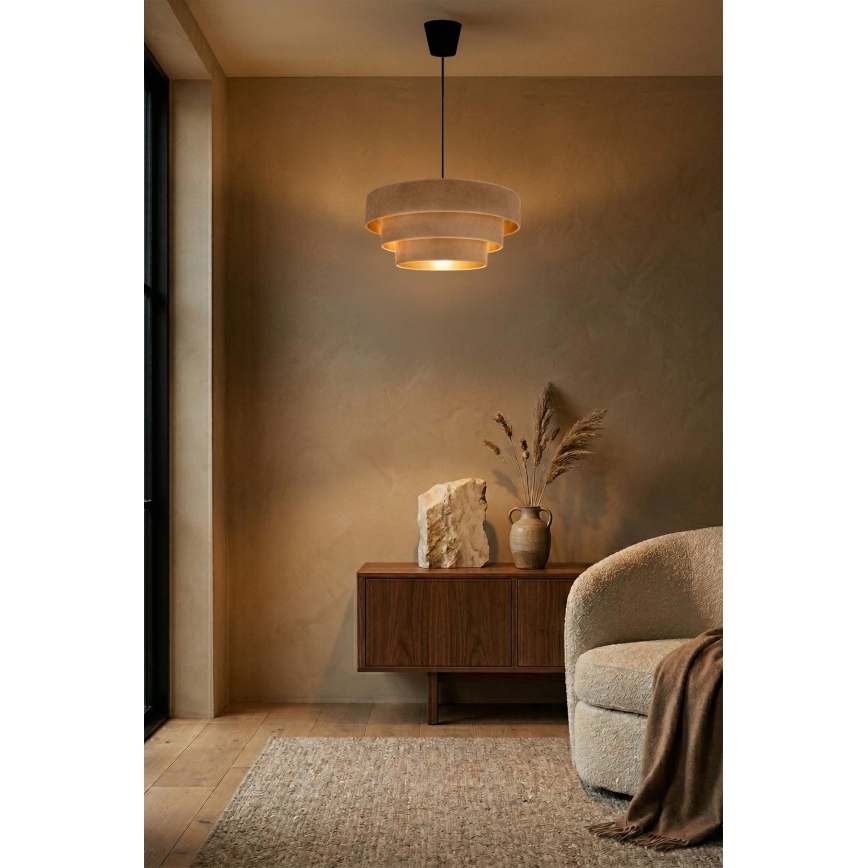 Brilagi - Lámpara colgante con cable LUNETA 1xE27/60W/230V Ø 40 cm beige/dorado