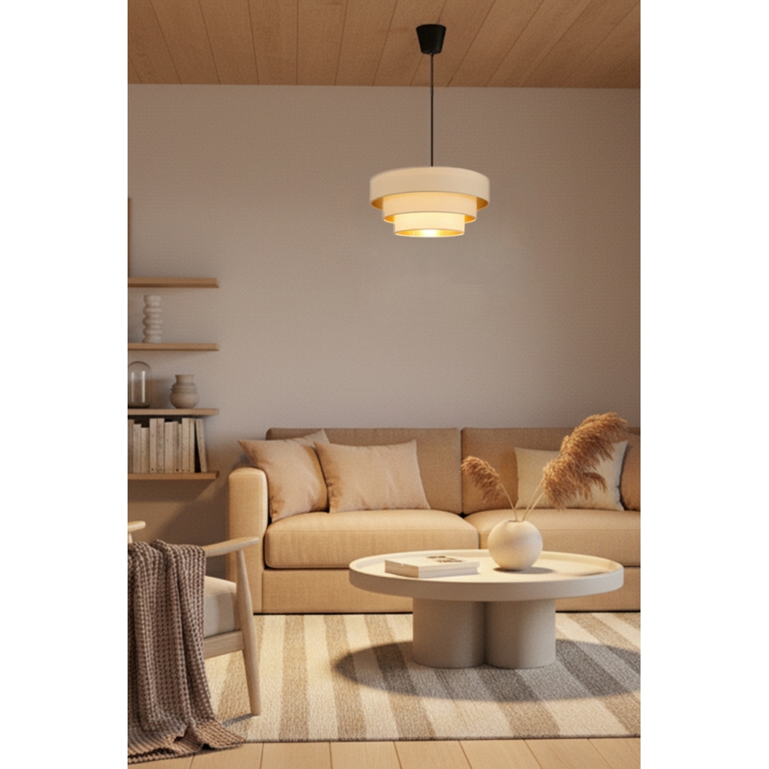 Brilagi - Lámpara colgante con cable LUNETA 1xE27/60W/230V Ø 40 cm crema/dorado
