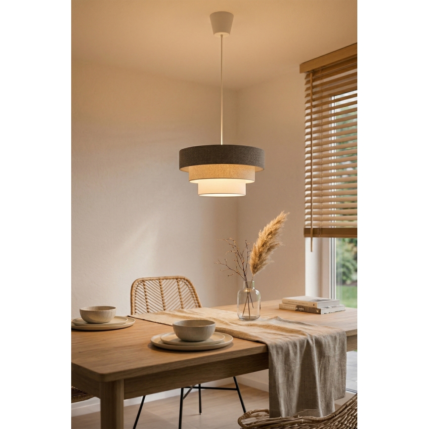 Brilagi - Lámpara colgante con cable LUNETA 1xE27/60W/230V Ø 40 cm gris/crema/blanco