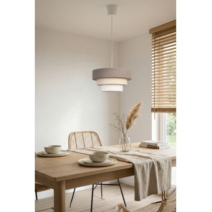 Brilagi - Lámpara colgante con cable LUNETA 1xE27/60W/230V Ø 40 cm gris/crema/blanco