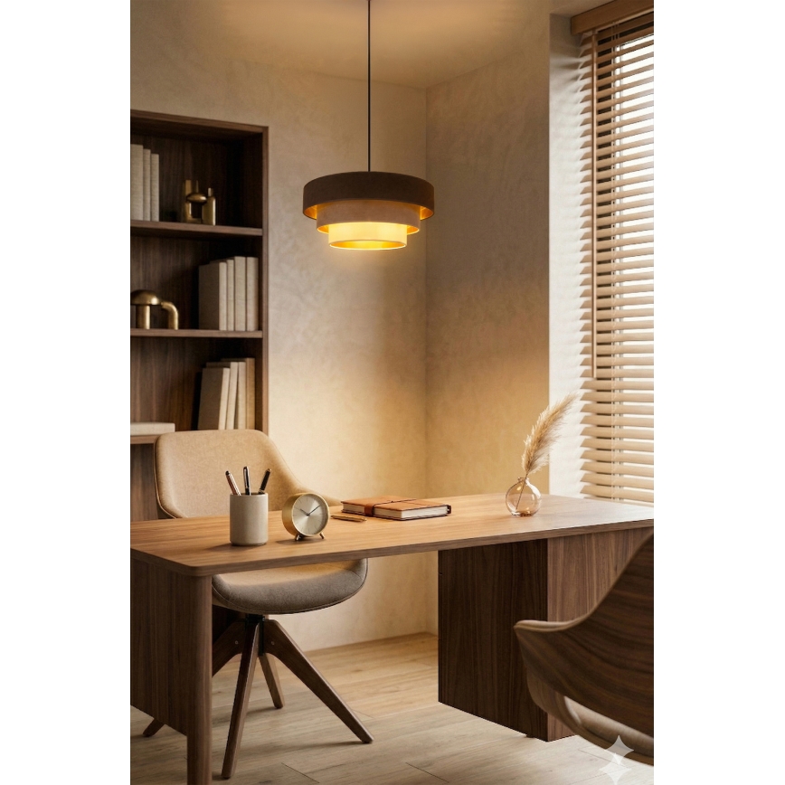 Brilagi - Lámpara colgante con cable LUNETA 1xE27/60W/230V Ø 40 cm marrón/beige/crema