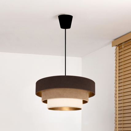 Brilagi - Lámpara colgante con cable LUNETA 1xE27/60W/230V Ø 40 cm marrón/beige/crema