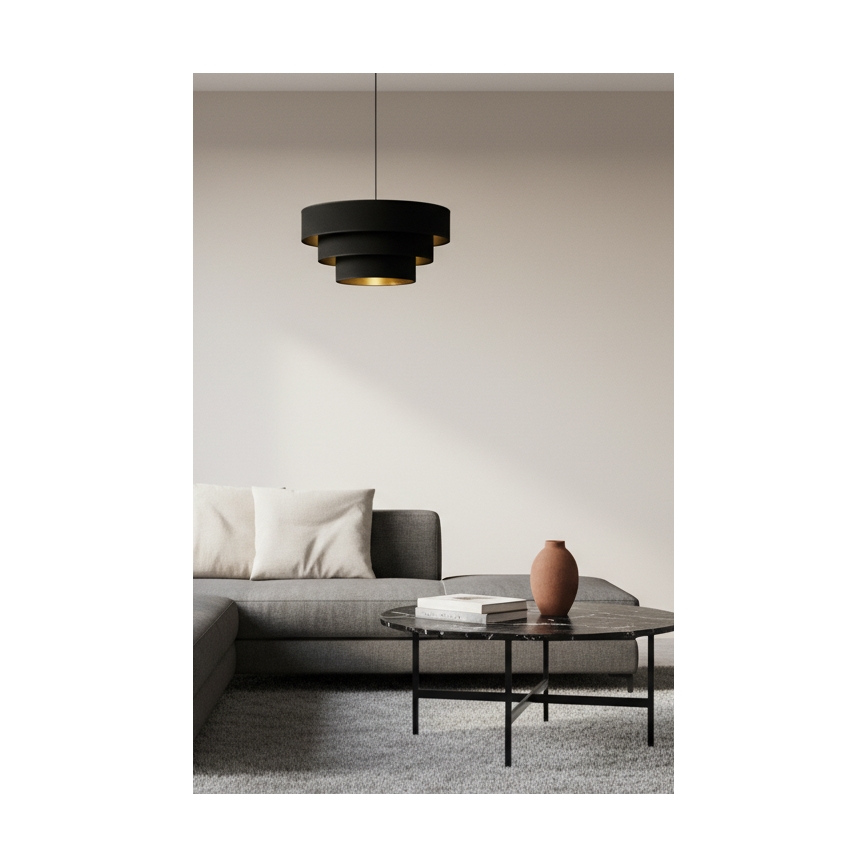 Brilagi - Lámpara colgante con cable LUNETA 1xE27/60W/230V Ø 40 cm negro/dorado