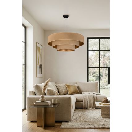 Brilagi - Lámpara colgante con cable LUNETA 3xE27/60W/230V Ø 80 cm beige/dorado