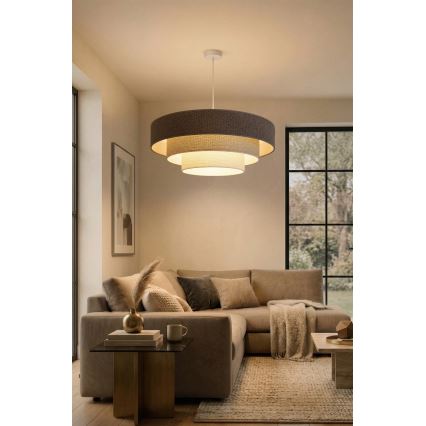 Brilagi - Lámpara colgante con cable LUNETA 3xE27/60W/230V Ø 80 cm gris/crema/blanco