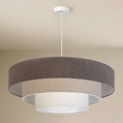 Brilagi - Lámpara colgante con cable LUNETA 3xE27/60W/230V Ø 80 cm gris/crema/blanco