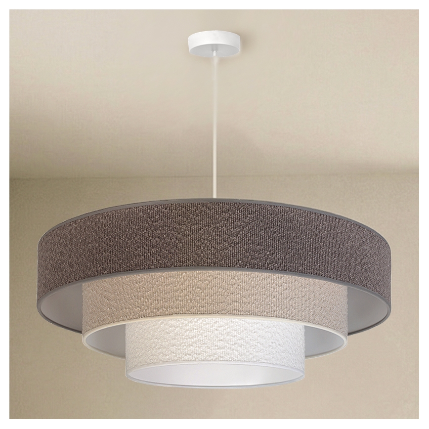 Brilagi - Lámpara colgante con cable LUNETA 3xE27/60W/230V Ø 80 cm gris/crema/blanco