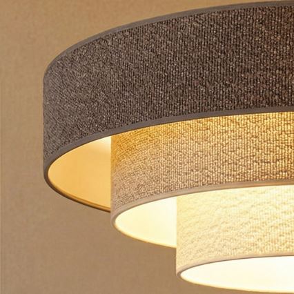 Brilagi - Lámpara colgante con cable LUNETA 3xE27/60W/230V Ø 80 cm gris/crema/blanco
