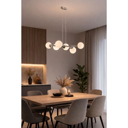 Brilagi - Lámpara colgante con cable MALONY 6xE14/20W/230V cromo brillante