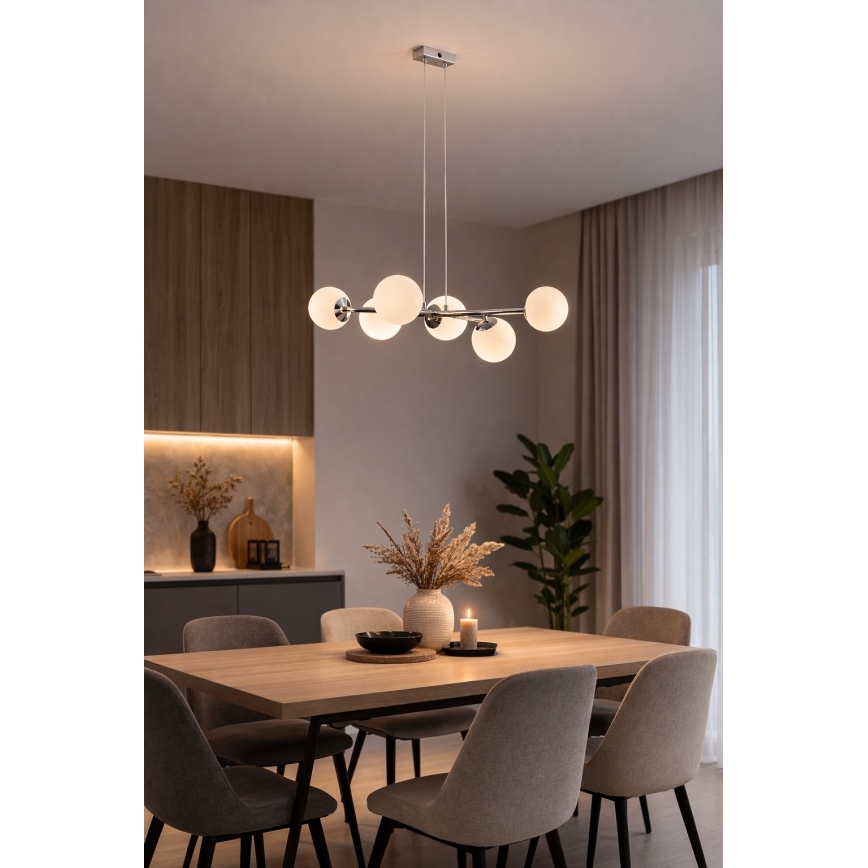 Brilagi - Lámpara colgante con cable MALONY 6xE14/20W/230V cromo brillante