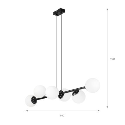 Brilagi - Lámpara colgante con cable MALONY 6xE14/20W/230V negra