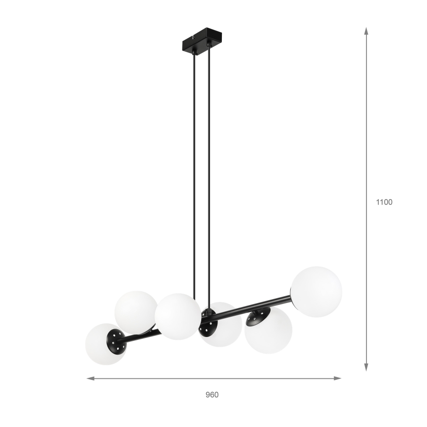 Brilagi - Lámpara colgante con cable MALONY 6xE14/20W/230V negra