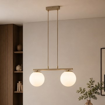 BRILAGI - Lámpara colgante con cable MILO 2xE27/60W/230V beige/dorado