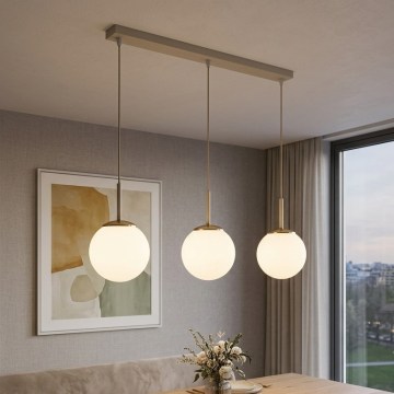 BRILAGI - Lámpara colgante con cable MILO 3xE27/60W/230V beige/dorado