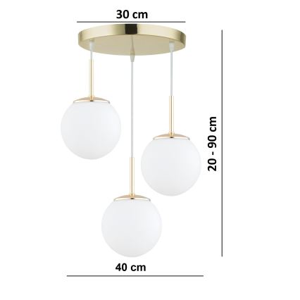 BRILAGI - Lámpara colgante con cable MILO 3xE27/60W/230V dorada