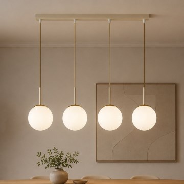 Brilagi - Lámpara colgante con cable MILO 4xE27/60W/230V beige/dorado