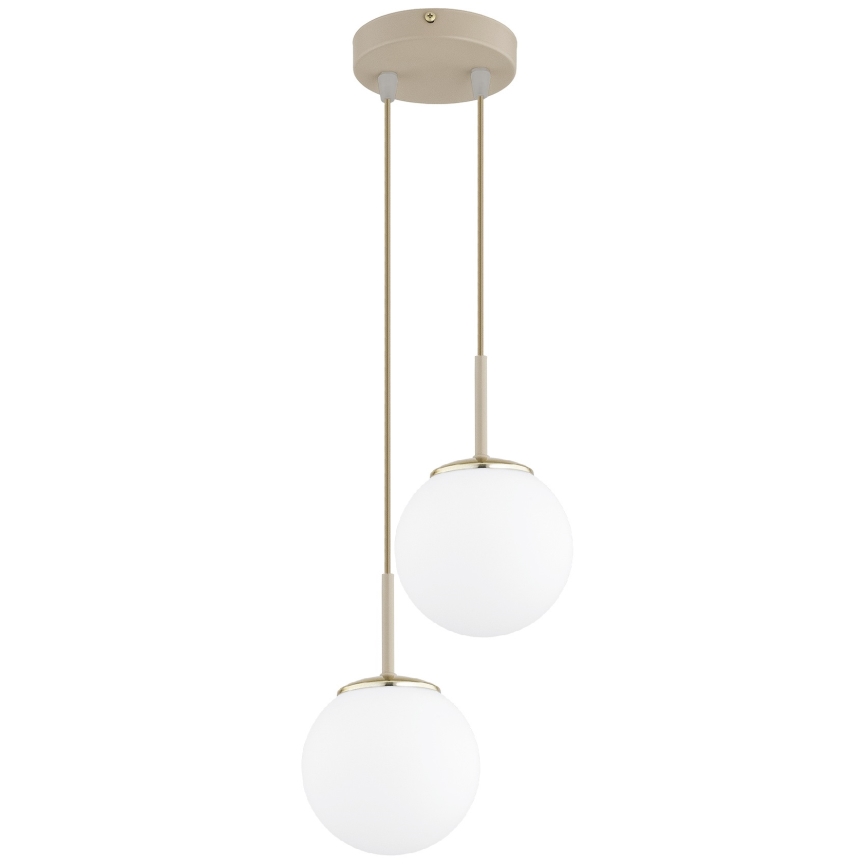 Brilagi - Lámpara colgante con cable MILO ECRU 2xE27/60W/230V beige/dorado