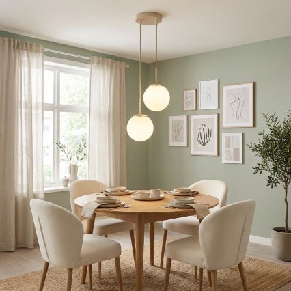 Brilagi - Lámpara colgante con cable MILO ECRU 2xE27/60W/230V beige/dorado