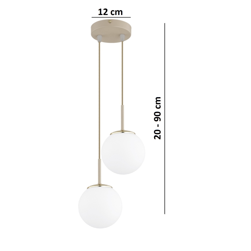 Brilagi - Lámpara colgante con cable MILO ECRU 2xE27/60W/230V beige/dorado