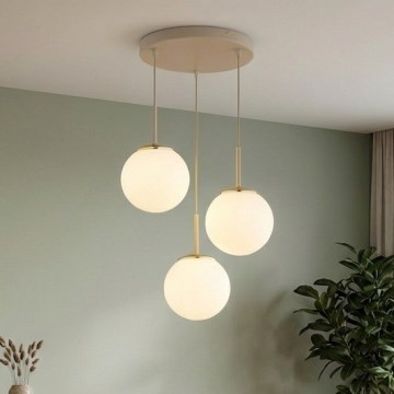 Brilagi - Lámpara colgante con cable MILO ECRU 3xE27/60W/230V beige/dorada