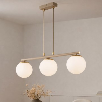 Brilagi - Lámpara colgante con cable MILO ECRU 3xE27/60W/230V beige/dorado