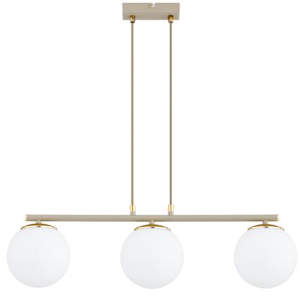 Brilagi - Lámpara colgante con cable MILO ECRU 3xE27/60W/230V beige/dorado