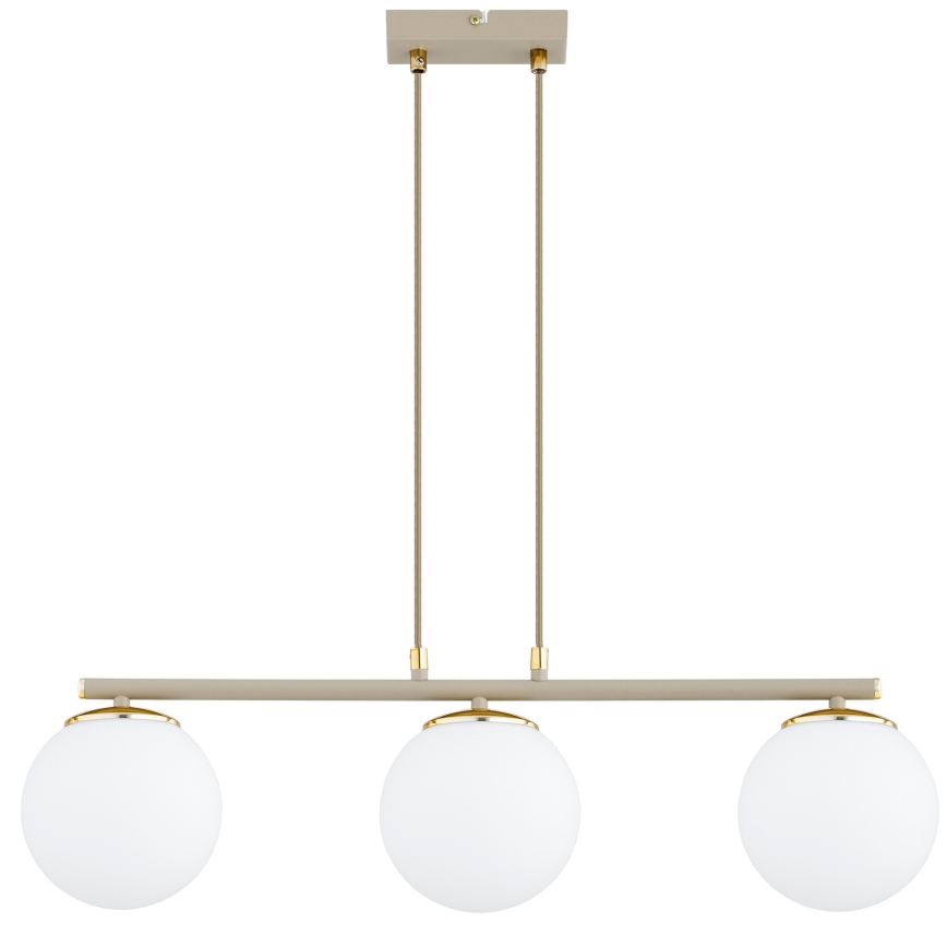 Brilagi - Lámpara colgante con cable MILO ECRU 3xE27/60W/230V beige/dorado