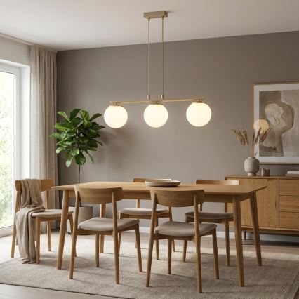 Brilagi - Lámpara colgante con cable MILO ECRU 3xE27/60W/230V beige/dorado